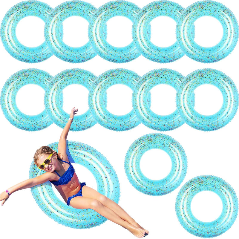 12 Pcs Summer Swim Rings With Glitter Fun Inflatable Pool Float Kids Round