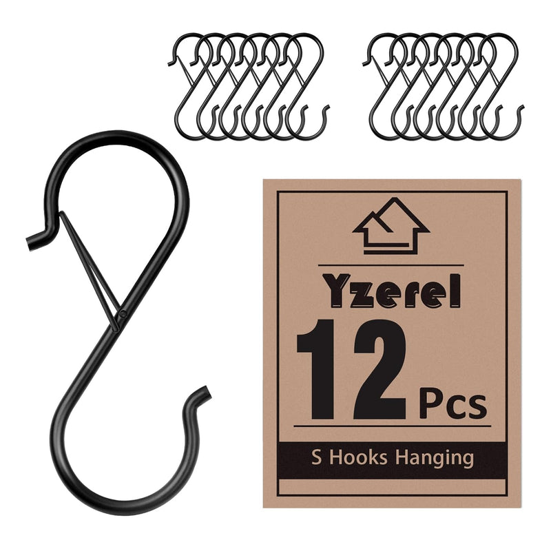 12Pcs S Hooks Hanging Safety Buckle - 3.5 Inch Heavy Duty S Hooks,Hanging Plants