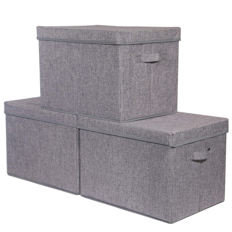 3 Pack Large Foldable Storage Box With Lids Fabric Storage Cube Organizer Cloth