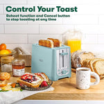 2 Slice Toaster with Auto Shut Off - Extra Wide Slots & Removable Crumb Tray and Cancel, Defrost & Reheat Function - Toast Bread, Bagel & Waffle, Aqua