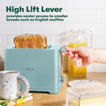 2 Slice Toaster with Auto Shut Off - Extra Wide Slots & Removable Crumb Tray and Cancel, Defrost & Reheat Function - Toast Bread, Bagel & Waffle, Aqua