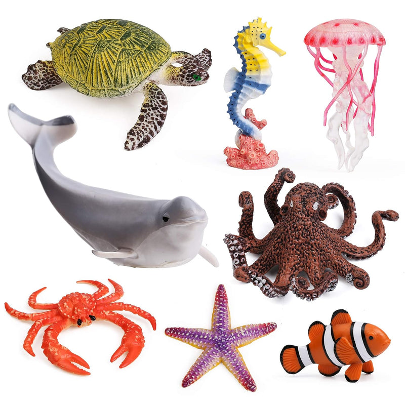 8Pcs Sea Animal Figures Realistic Ocean Animal Figurines Toy Playset For Ki