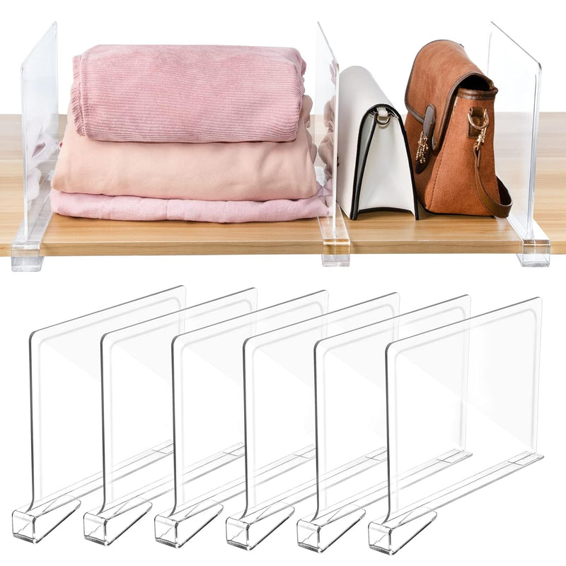 Shelf Dividers For Closet Organization, 6 Pack Acrylic Shelf Divider For Clothes