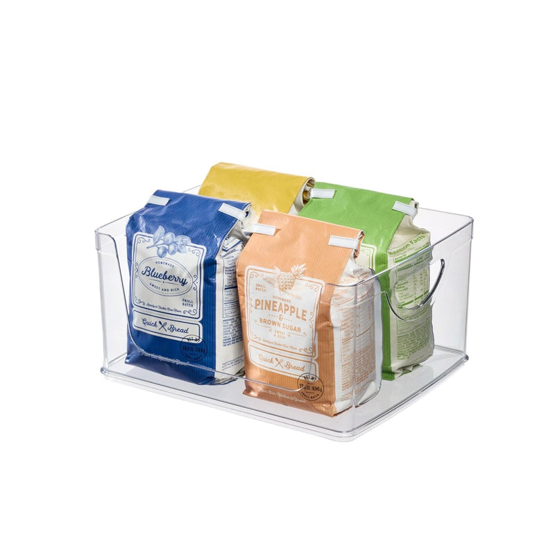 Recycled Plastic Stackable Open Front Cabinet And Pantry Storage Bin With Integr