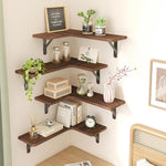 Corner Floating Shelves, Rustic Wood Wall Shelves for Bathroom, Kitchen, Bedroom or Living Room (Dark Carbonized Black)