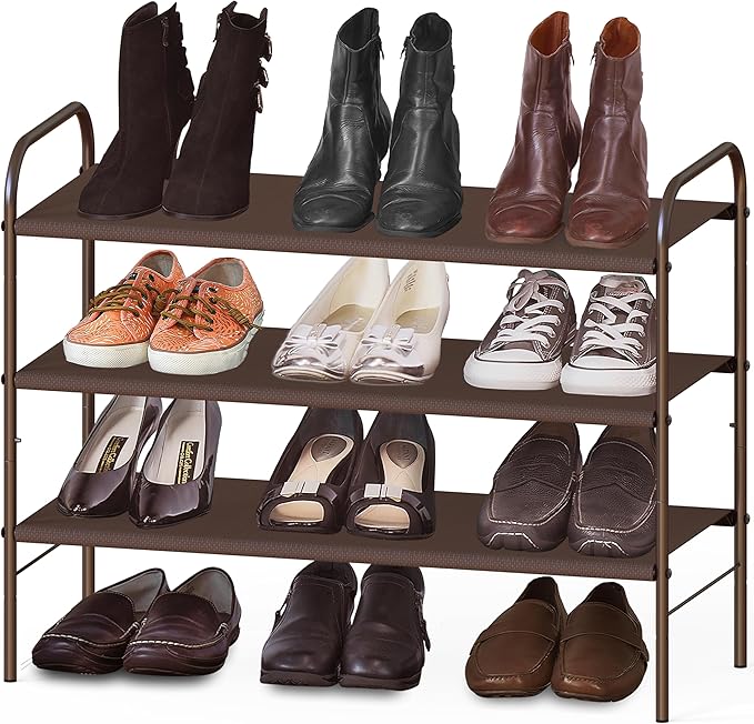 3-Tier Shoe Rack Storage Organizer, Bronze