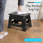 Folding Step Stool is Sturdy Enough to Support Adults and Safe Enough for Kids. Opens Easy with One Flip. Great for Kitchen, Bathroom or Bedroom (Black)