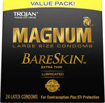 Magnum BareSkin Premium Large Condoms, Comfortable and Smooth Lubricated Condoms for Men, America’s Number One Condom, 24 Count Value Pack