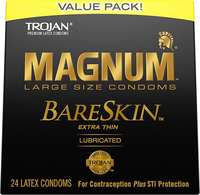 Magnum BareSkin Premium Large Condoms, Comfortable and Smooth Lubricated Condoms for Men, America’s Number One Condom, 24 Count Value Pack