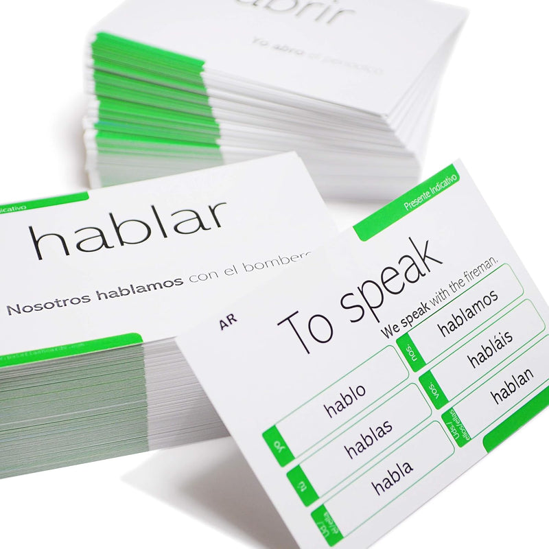 200 Spanish Verb Conjugation Presente Indicativo Flash Cards Full Examples