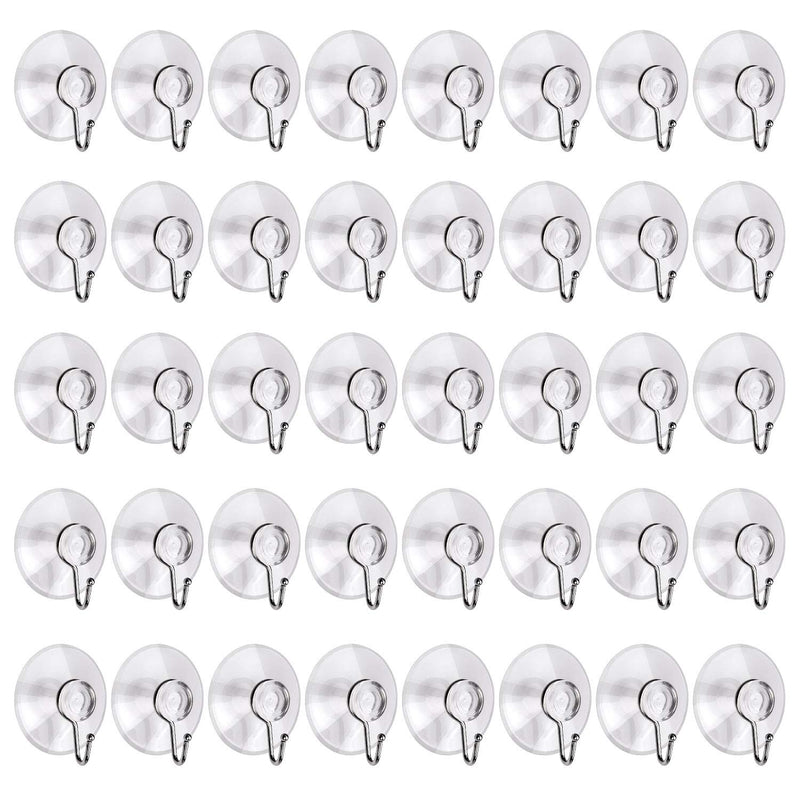 40 Packs Suction Cup Hooks, 1.77 Inches Universal Clear Pvc Suction Cups For Sho