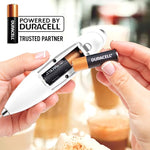 Powerful Milk Frother (4 Duracell Batteries Included) - Handheld Milk Frother Wand Drink Mixer for Coffee - Powerful Milk Foamer for Cappuccino, Frappe, Matcha & Creamer - White