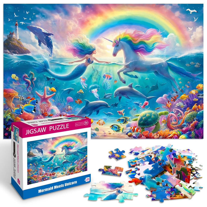 100 Piece Puzzles For Kids Ages 6 8 8 10 Mermaid Unicorn Puzzle For Girls 4