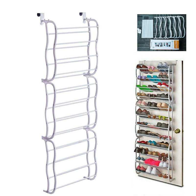 Over The Door Shoe Rack Holder - 36 Pair Shoes Hanging Shelf Storage Shoe Organi