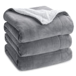 Sherpa Fleece King Size Blanket For Bed - Thick And Warm For Winter, Soft And Fuzzy Large Blanket King Size, Grey, 108X90 Inches