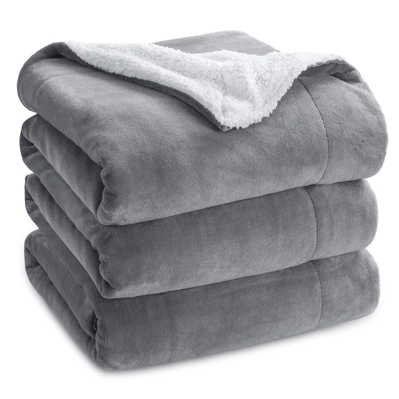 Sherpa Fleece King Size Blanket For Bed - Thick And Warm For Winter, Soft And Fuzzy Large Blanket King Size, Grey, 108X90 Inches