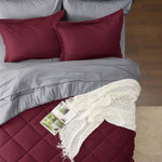 Burgundy Queen Comforter Set - 7 Pieces Reversible Queen Bed In A Bag Queen Bed Set With Comforters, Sheets, Pillowcases & Shams, Queen Bedding Sets