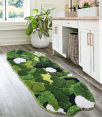 Cute Green Moss Bathroom Runner Rug Long Rectangular Boho Aesthetic Leaf Leaves Bath Mat Shaggy Non Slip Absorbent Shower Mat Decor