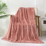 Extra Large Soft Fleece Throw Blanket, 50X70 Inches 3D Clouds Stylish Jacquard Throw Blanket For Couch, Cozy, Warm And Lightweight For Winter, Dusty Pink Blanket