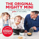 Mini Waffle Maker - 4” Waffle Mold, Nonstick Waffle Iron with Quick Heat-Up, PTFE Nonstick Surface - Perfect Mini Waffle Maker for Kids and Families, Just Add Batter (Aqua)