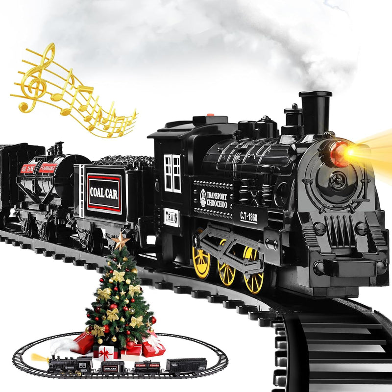 Christmas Train Set, Train Toys For Boys Girls, Steam Train Set For Around Chr