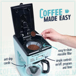 Retro 12-Cup Programmable Coffee Maker With LED Display, Automatic Shut-Off & Keep Warm, Pause-And-Serve Function, Aqua