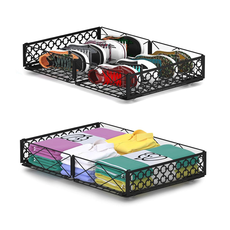 Under Bed Storage With Wheels, 2 Pack Rolling Under Bed Storage Containers,Folda