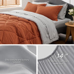 Burnt Orange Queen Comforter Set - 7 Pieces Reversible Queen Bed In A Bag Queen Bed Set With Comforters, Sheets, Pillowcases & Shams, Queen Bedding Sets