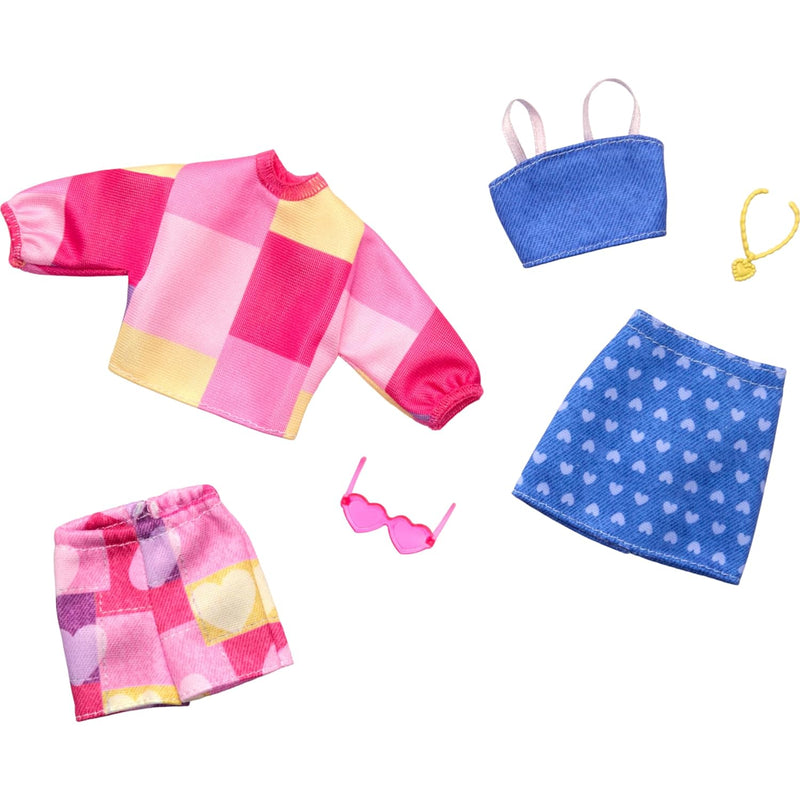 Barbie Fashion 2-Pack, Pink and Yellow Top and Shorts, Blue Tank and Skirt,