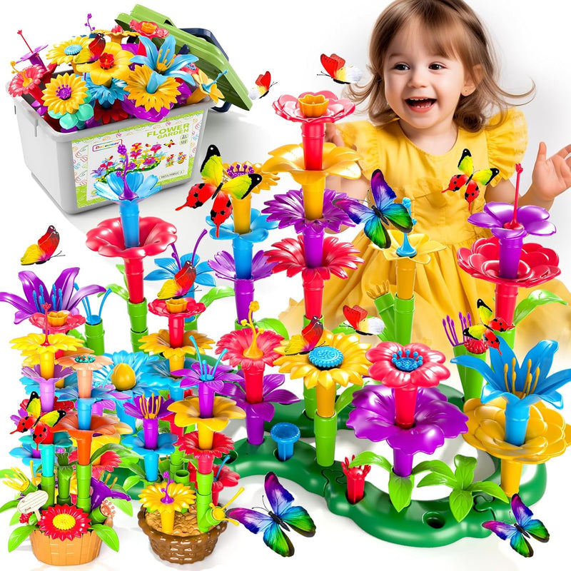 102Pcs Flower Garden Building Toys For Girls 3 4 5 6 7 Year Old, Upgrade Di