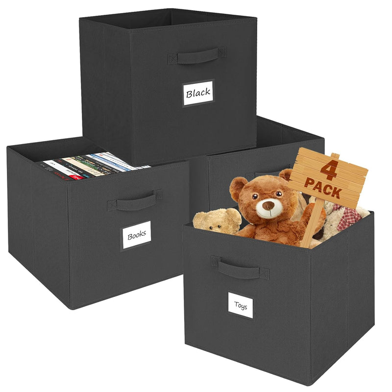 13X13X13 Storage Cube Bins 4 Pack, Collapsible Fabric Storage Cubes With Fabric