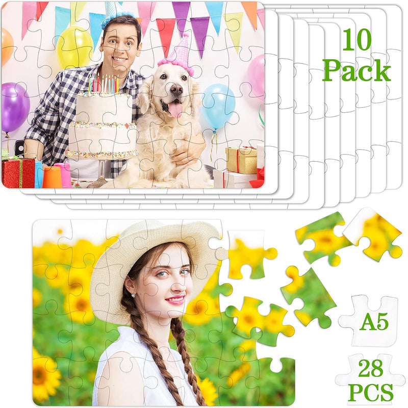 10 Sets Blank Sublimation Puzzle Jigsaw for Kids Rectangle Heart Shaped Whi