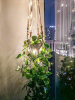 Fake Hanging Plants with Lights Artificial Plants for Home Decor Macrame Plant Hanger with Fake Vines Faux Hanging Planter for Wall Ceiling Bedroom Bathroom Kitchen Office Boho Decor Indoor