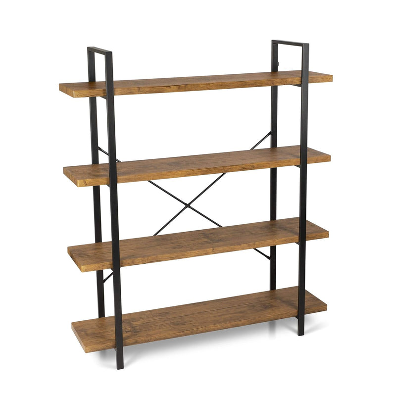 Urban Multipurpose 4 Tier Shelf Modern Wood Look With Metal Frame Woodgrain/Blac