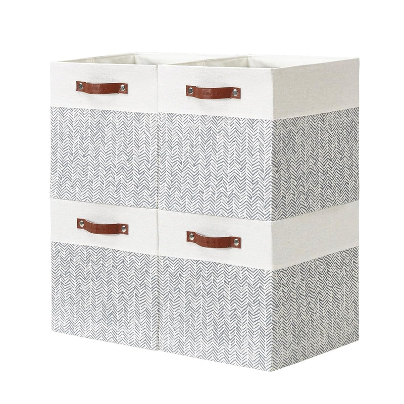 13 Inch Cube Storage Bins, Collapsible Storage Cubes With Dual Handles For Cloth