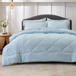 Sky Blue Queen Comforter Set - 7 Pieces Reversible Queen Bed In A Bag Queen Bed Set With Comforters, Sheets, Pillowcases & Shams, Queen Bedding Sets