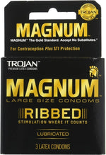 Magnum Ribbed Condoms, Unscented, 3 Count