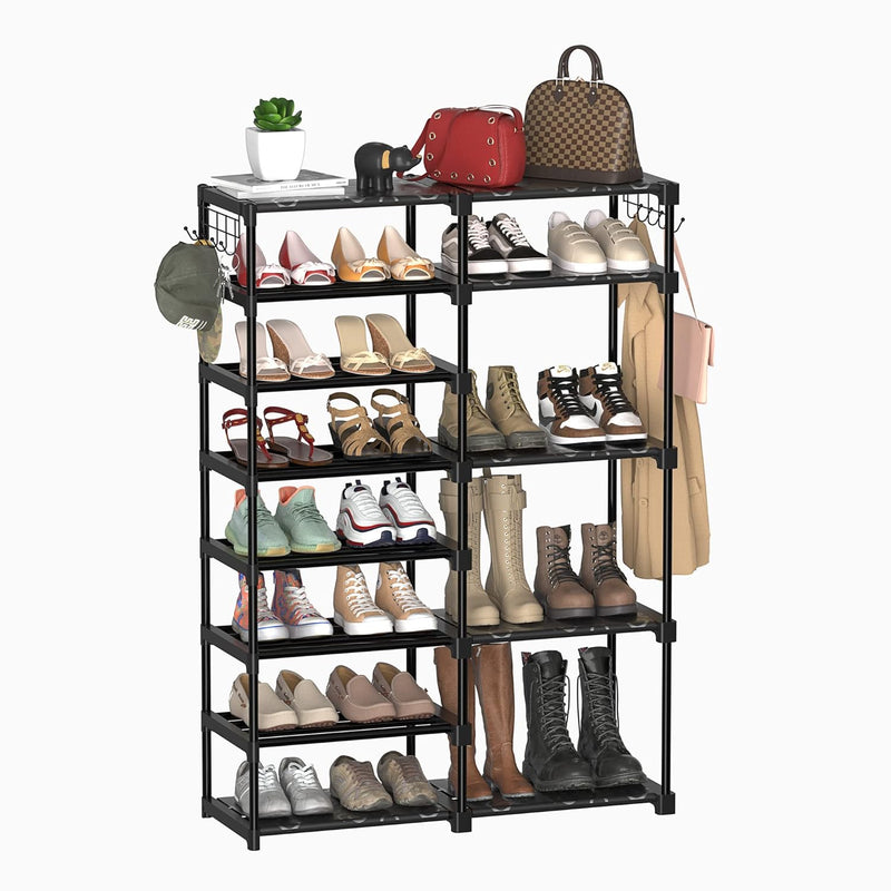 8-Tier Shoe Rack Storage Organizer, 25-28 Pairs Shoes Shelf Organizer, Removable