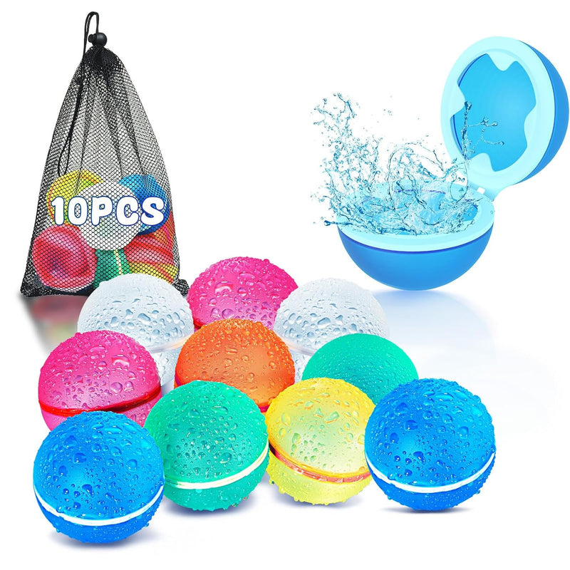 10PCS Reusable Water Balloons for Kids Outdoor Activities, Refillable Water