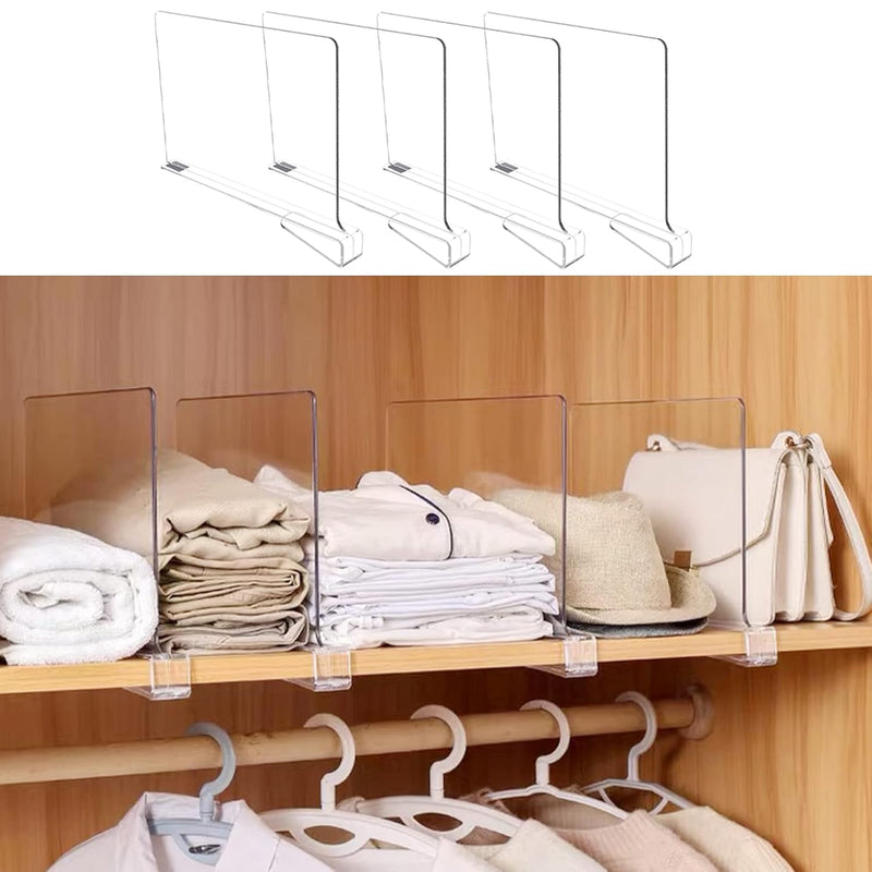 4 Pack Shelf Dividers For Closet Organization,Clear Wood Shelves Dividers For Ki