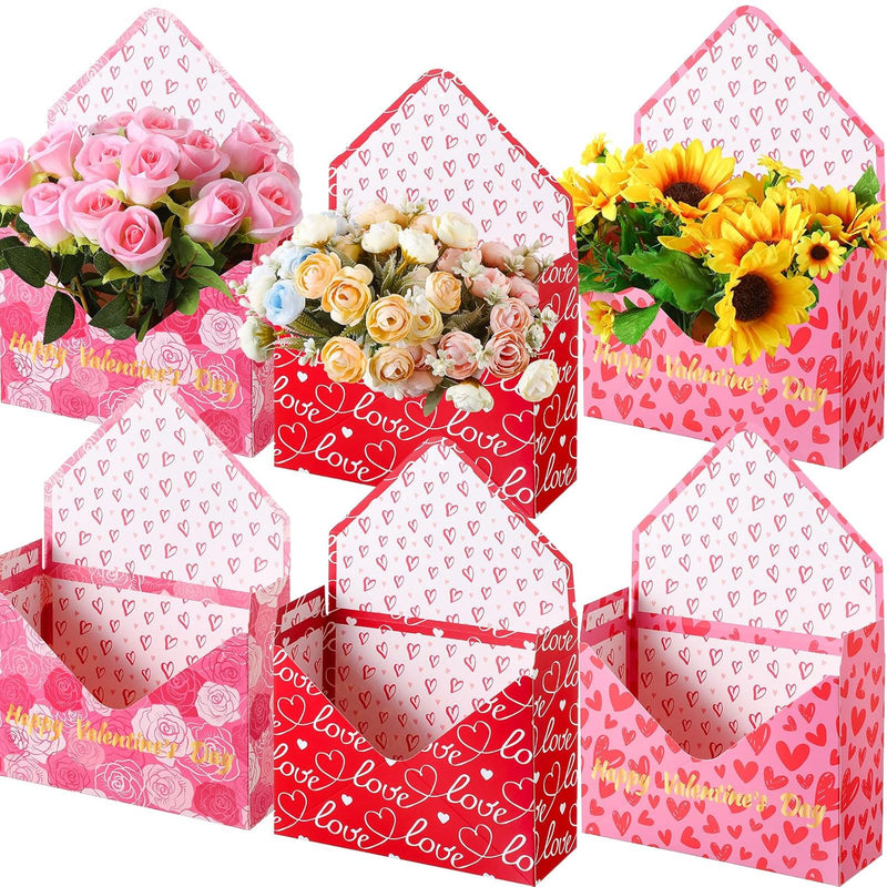 18 Pcs Valentine'S Day Flower Boxes For Arrangements Floral Envelope Boxes Bouqu