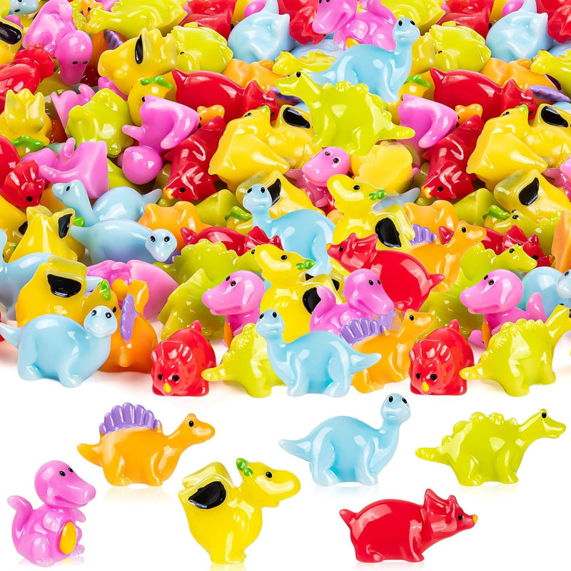 48 Pcs Mini Dinosaur Figures Resin, 6 Types Small Dinosaur Toys, Garden Min