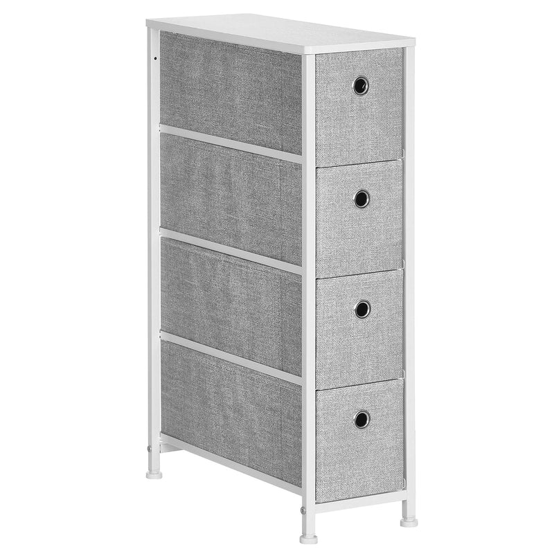 Narrow Dresser With 4 Fabric Drawers Vertical Slim Storage Tower Unit, 7.9", Lig