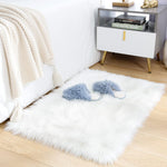 White Faux Fur Rug,Luxury Fluffy Rugs for Bedroom,2 x 3 Feet Washable Area Rugs,Sheepskin Bedroom Rug,Furry Carpet Small Shag Rug,Soft Throw Living Room,Kids Boys Girls Room Decor