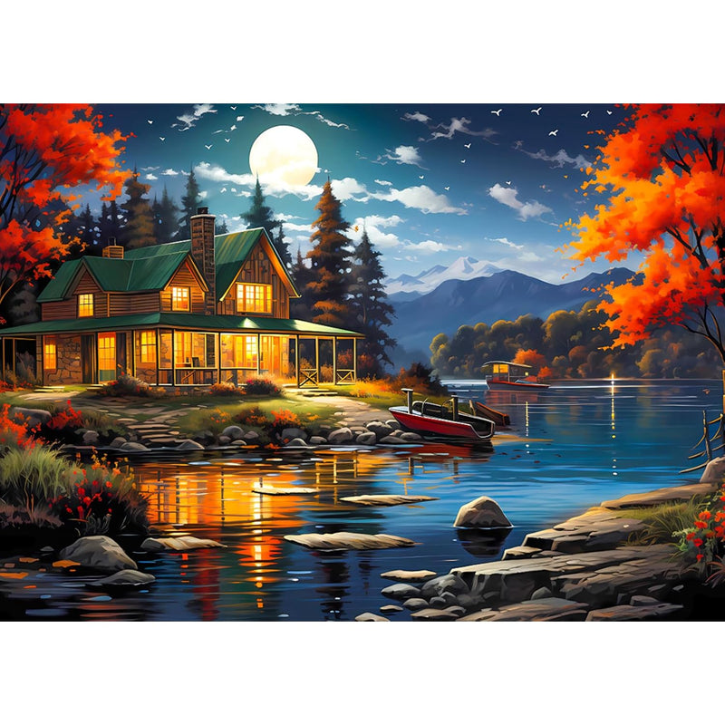 1000 Piece Puzzle For Adults Moonlight Cabin Puzzles For Adults 1000 Piece