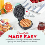 Mini Waffle Maker - 4” Waffle Mold, Nonstick Waffle Iron with Quick Heat-Up, PTFE Nonstick Surface - Perfect Mini Waffle Maker for Kids and Families, Just Add Batter (Aqua)