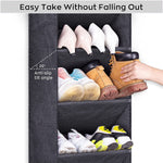 Over The Door Shoe Organizer for Closet with Large Deep Pockets, Narrow Shoe Rack for Door Hanging Boots Storage, Black