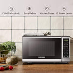 Digital Microwave Oven with Turntable Push-Button Door, Child Safety Lock, 700W, Stainless Steel, 0.7 Cu.ft