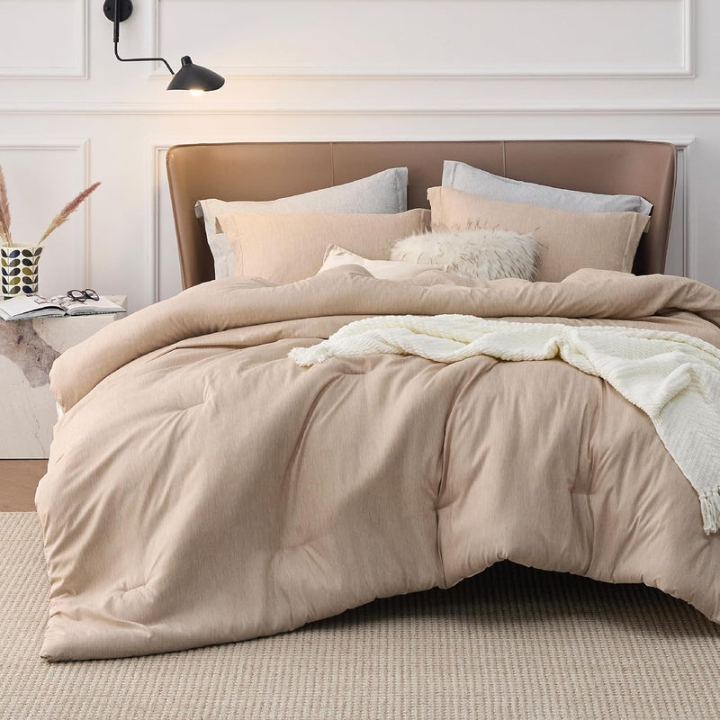 Full Comforter Set Kids - Warm Sand Full Size Comforter, Soft Bedding For All Seasons, Cationic Dyed Bedding Set, 3 Pieces, 1 Comforter (82"X86") And 2 Pillow Shams (20"X26"+2")