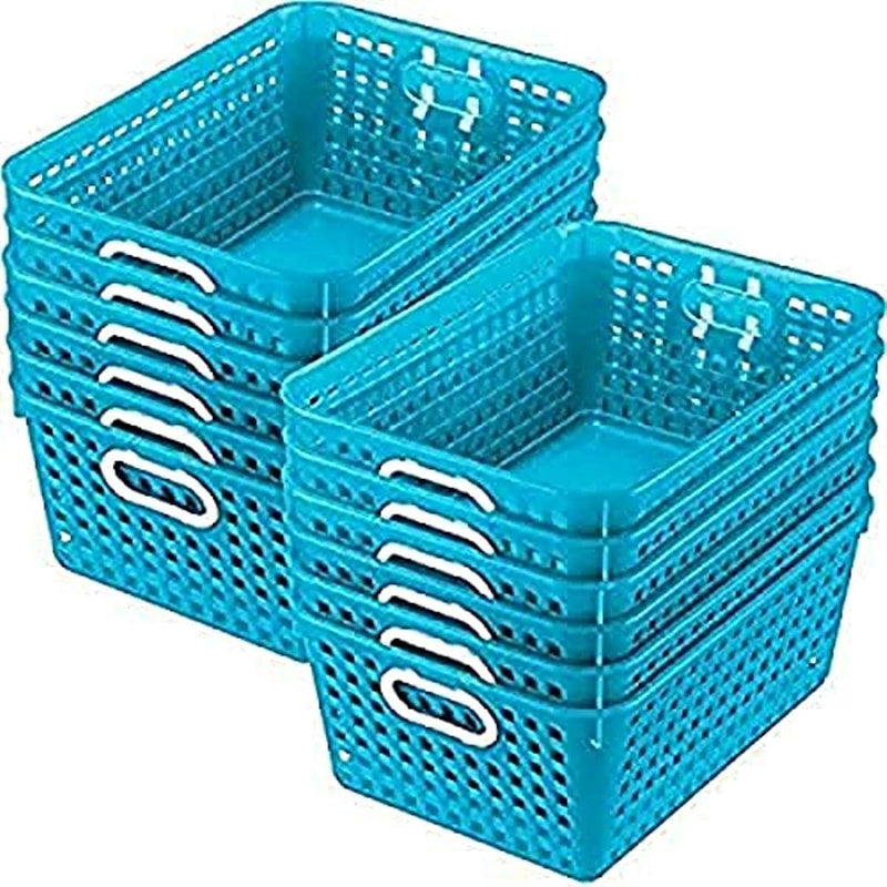 Multi-Purpose Plastic Storage Baskets For Classroom Or Home Use - Stackable Mesh